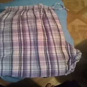 Sweater with hood on it and pajama plad pants